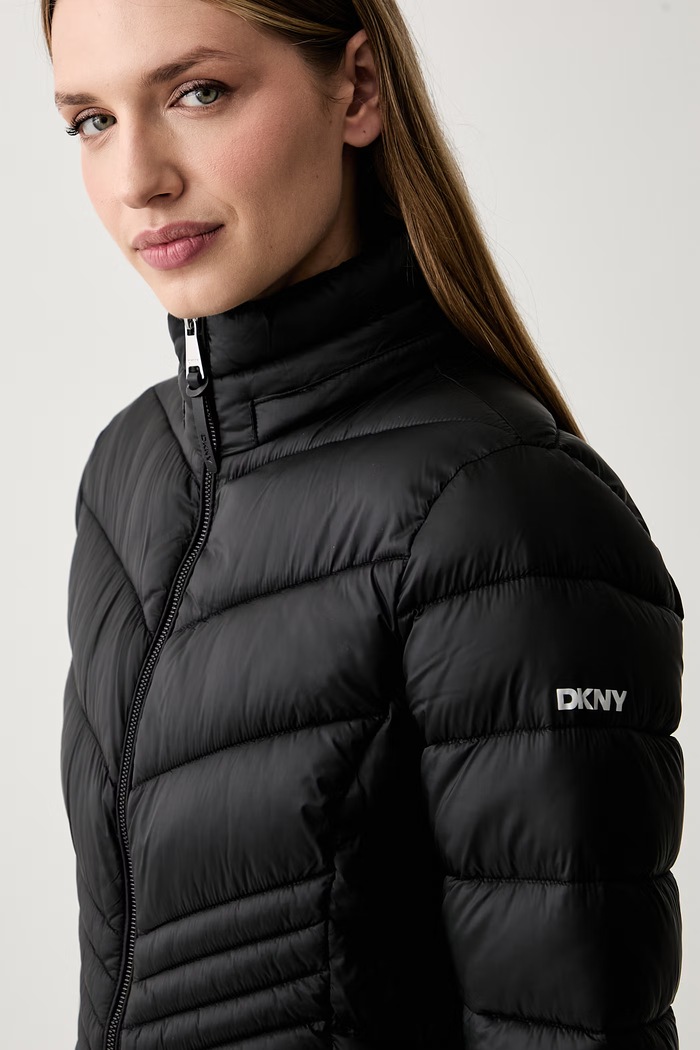 DKNY długa kurtka damska czarny DLEMPZ26
