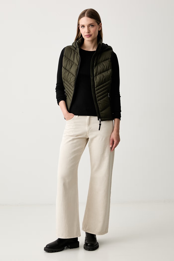 DKNY bezrękawnik z kapturem damski DLEMPZ24 zielony AW26