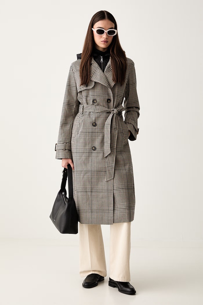DKNY trencz damski DLEMPX66 beżowy AW26