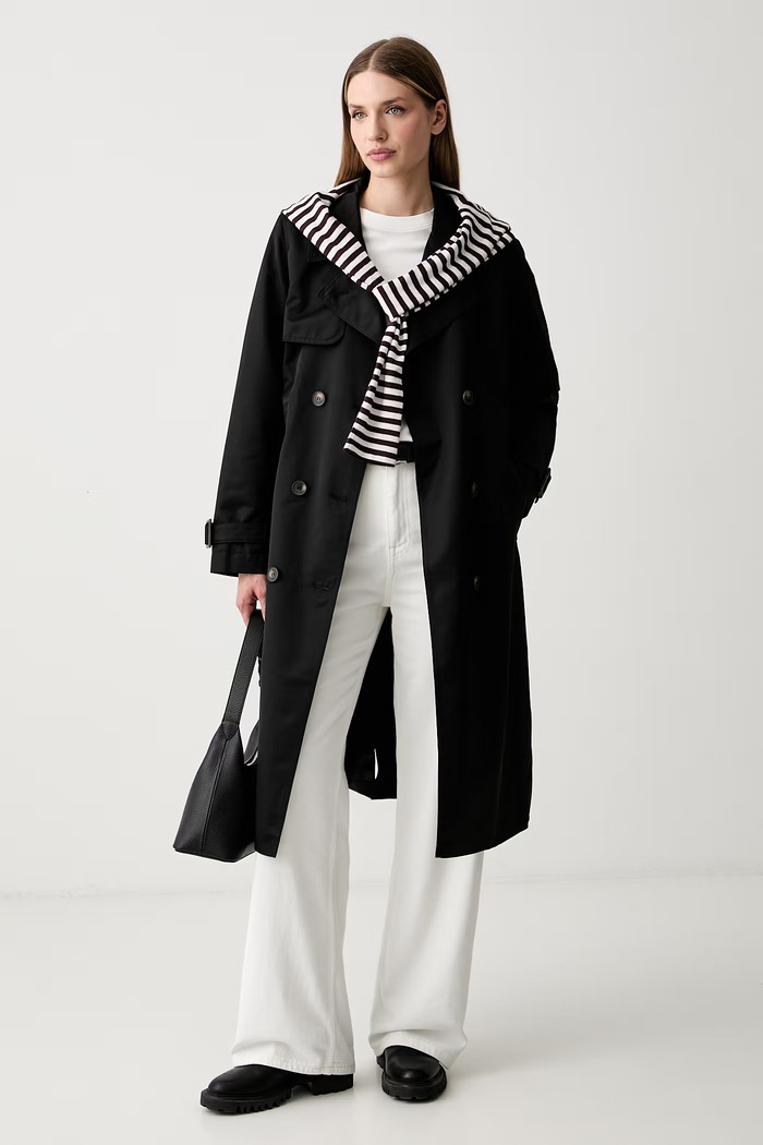 DKNY trencz damski DLEMPX66 czarny AW26