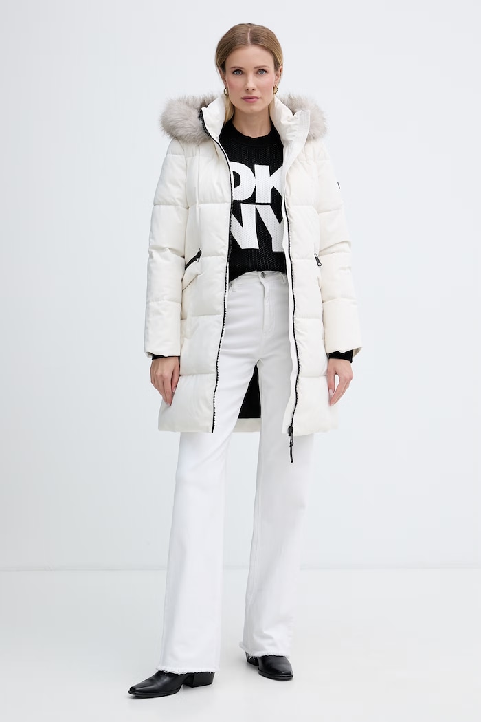 DKNY дълго дамско яке DLEMPN25 бежов AW26