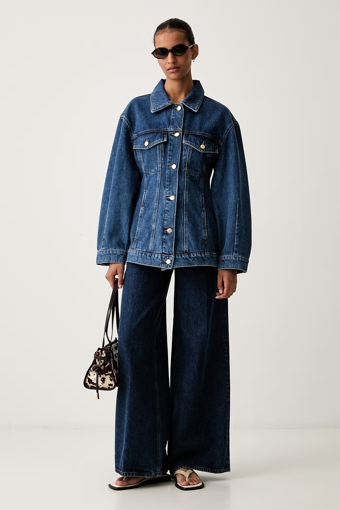HUGO prehodna jakna ženska denim HUGO ICON_3 50569648 modra AW26