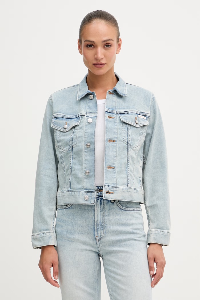 Calvin Klein Jeans jeans jakna ženska z bombažem modra LV047G925G