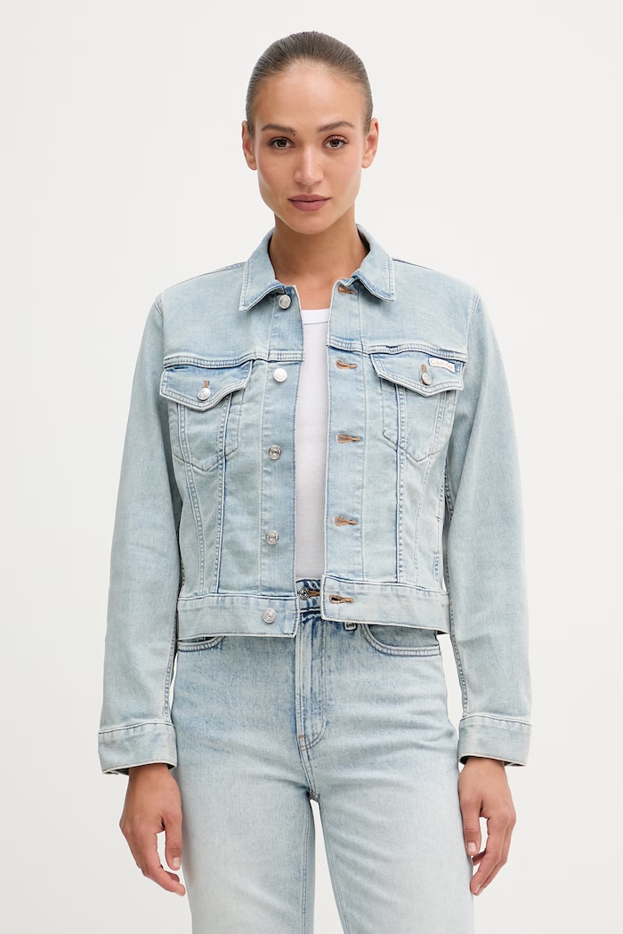 Calvin Klein Jeans jeans jakna ženska z bombažem modra LV047G925G