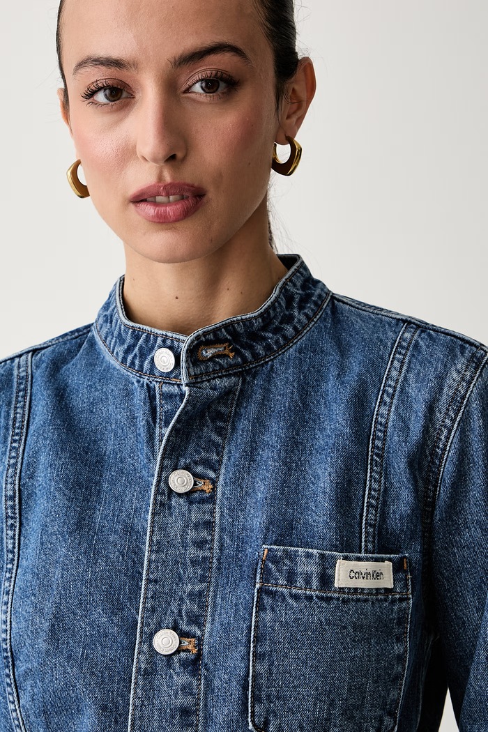 Calvin Klein Jeans jakna ženska denim modra LV047G744G
