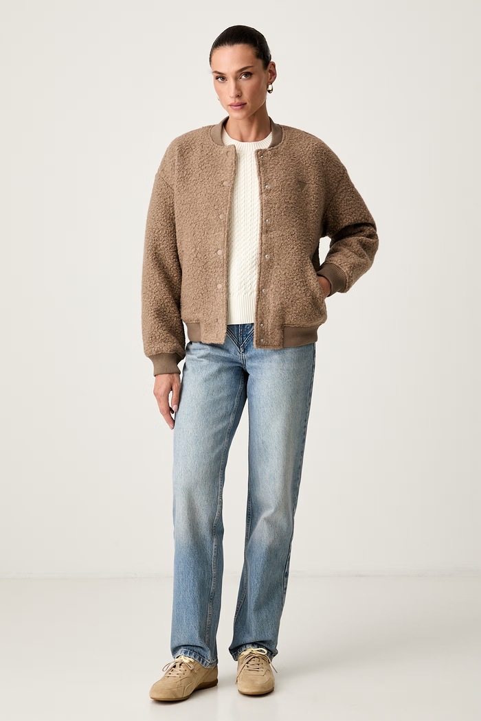 Guess яке бомбър дамско AZHA V6YL08.W3267 бежов AW26