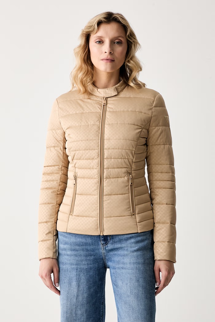 Guess καπιτονέ μπουφάν γυναικείο NEW VONA μπεζ W6YL16.W2891