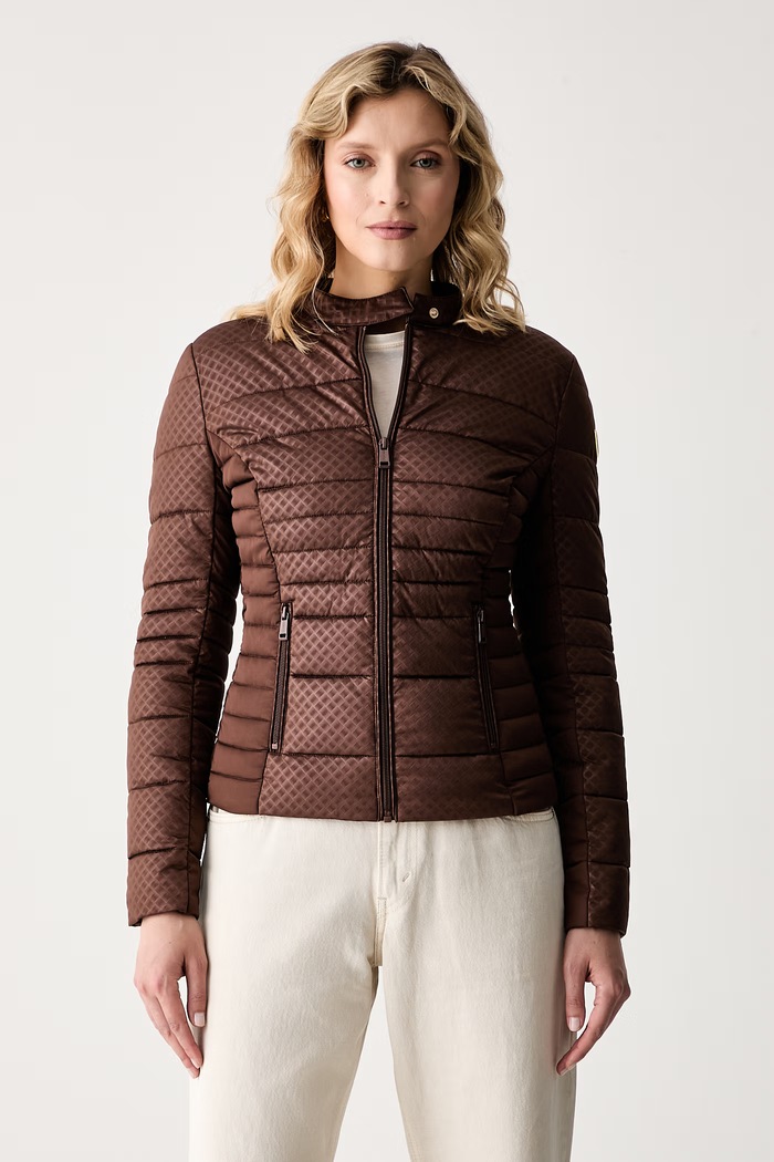 Guess καπιτονέ μπουφάν γυναικείο NEW VONA καφέ W6YL16.W2891