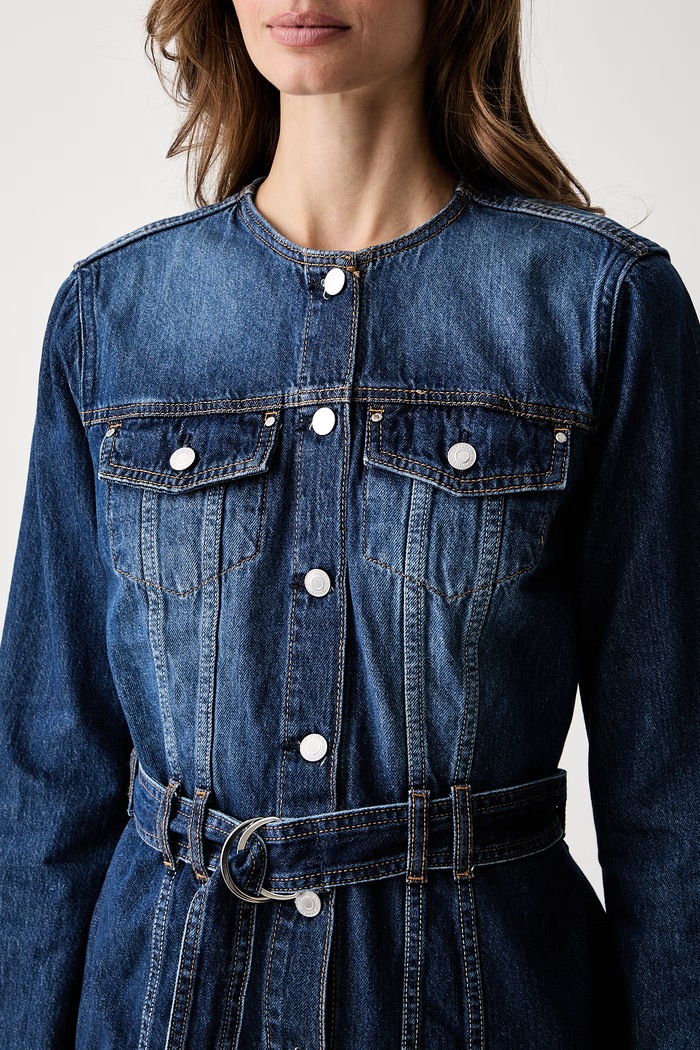Giacca da donna in jeans YUNA Guess W6YN04.D1342 blu navy