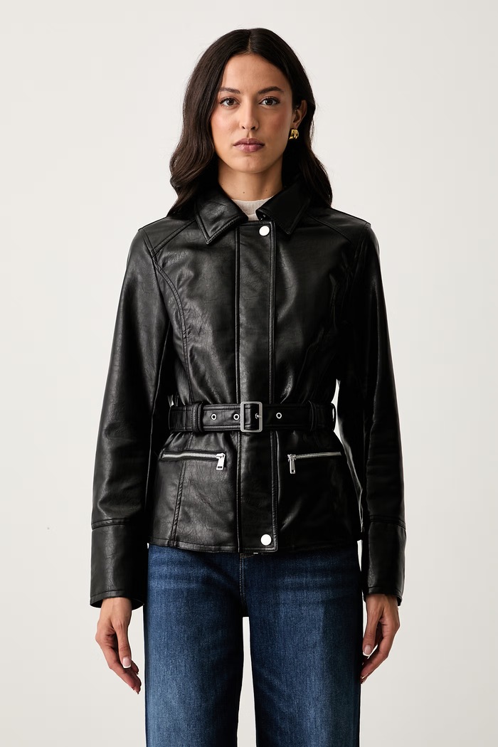 Guess преходно яке дамско от имитация на кожа JEANNE черен W6YL17.W2907