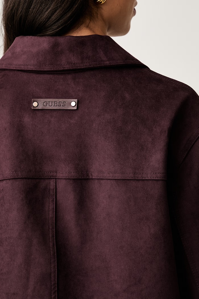 Guess geacă tip cămașă pentru femei din imitație de piele întoarsă GRACE W6YL14.W2887 violet