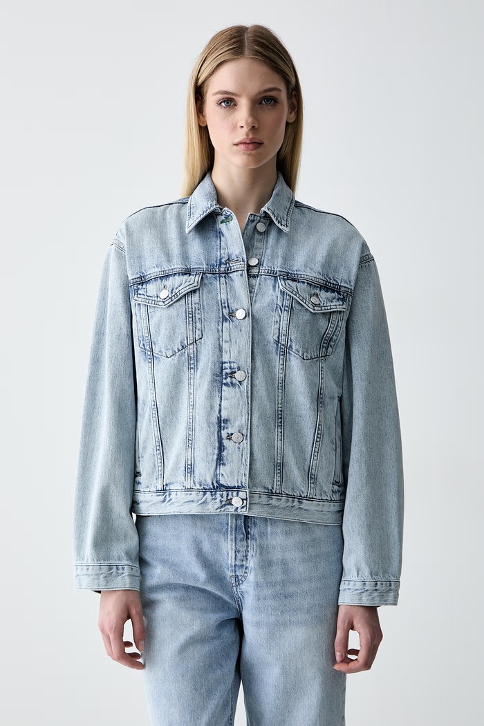 Tommy Jeans kratka jakna ženska denim modra DW0DW23471