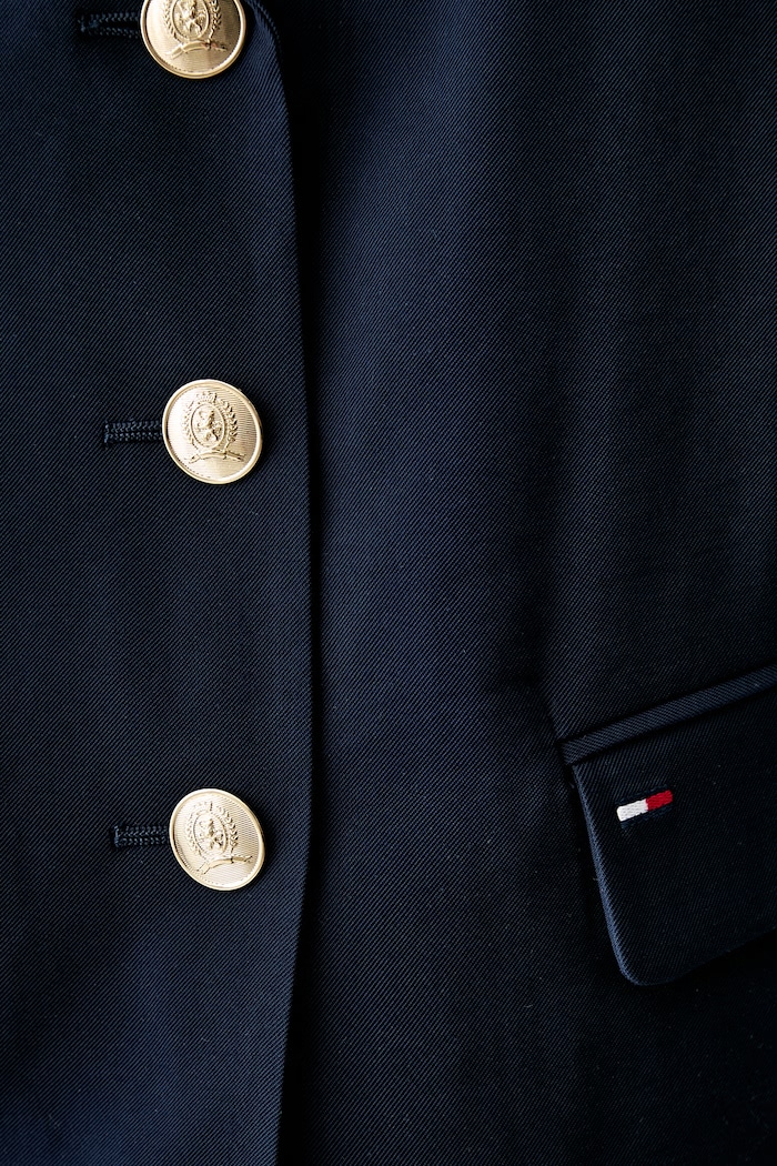 Tommy Jeans jednořadé sako dámské s viskózou DW0DW22910 námořnická modř