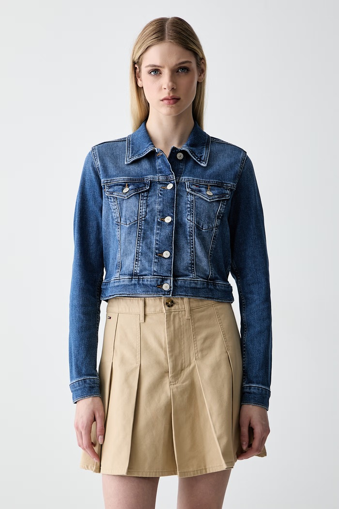 Tommy Jeans prehodna jakna ženska denim modra DW0DW22898
