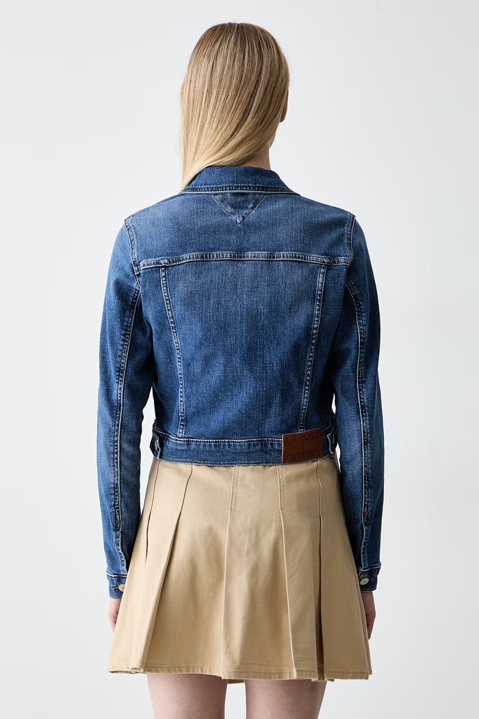 Oblačila Tommy Jeans prehodna jakna ženska denim DW0DW22898 modra