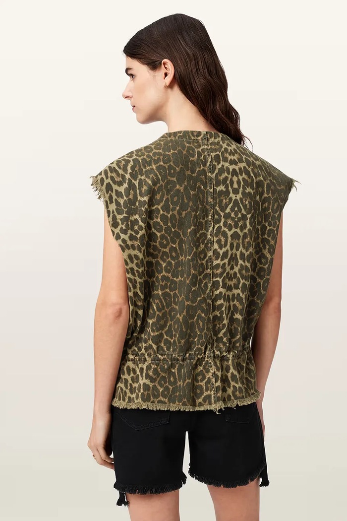 AllSaints gilet da donna in cotone SOFI W136PE verde AW26
