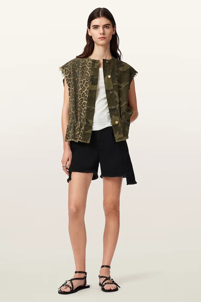 AllSaints gilet da donna in cotone SOFI verde W136PE