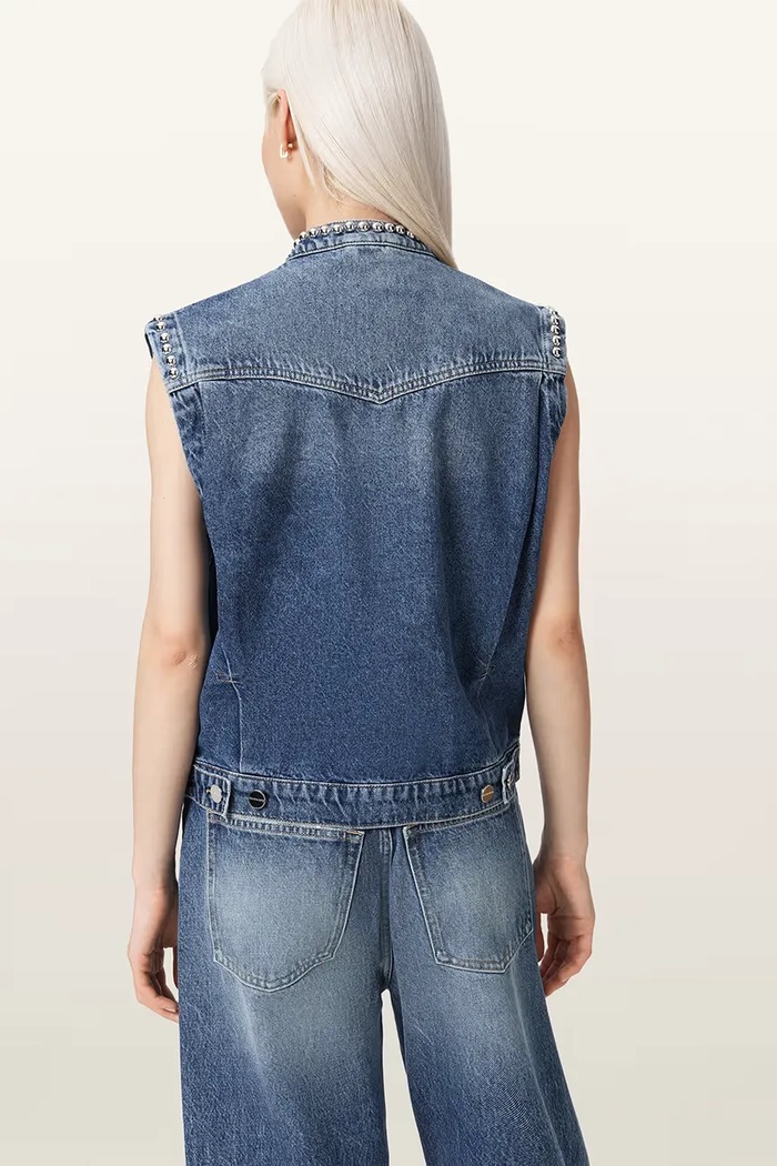 AllSaints bezrękawnik damski jeansowy MAV W135PE niebieski AW26