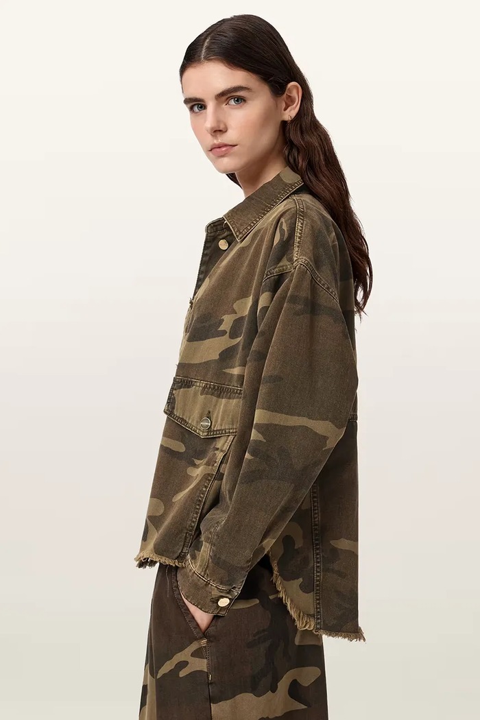 AllSaints kurtka koszulowa damska bawełniana HETTIE W120PA zielony