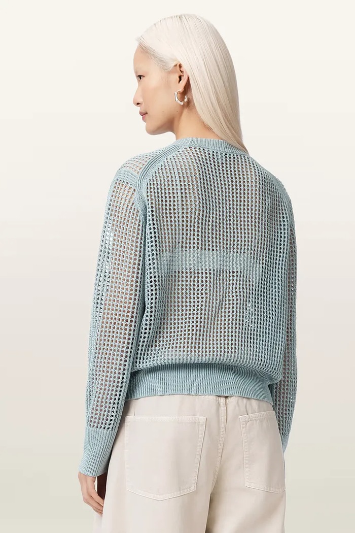 AllSaints sveter dámsky s viskózou RAELYN W047KE modrá AW26