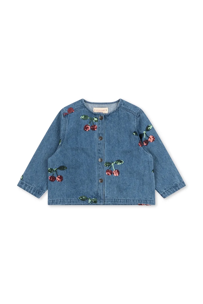 Konges Sløjd Kurtka jeansowa dziecięca bawełniana MAGOT SEQUIN DENIM SHIRT GOTS granatowy KS106544.9BY2