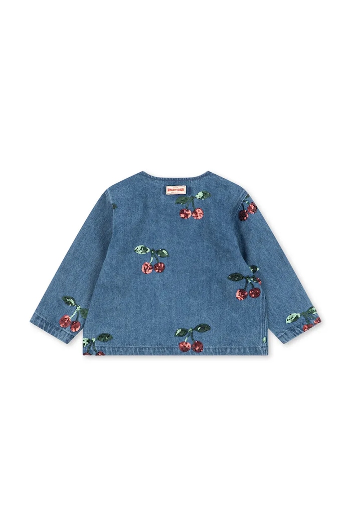 Konges Sløjd Kurtka jeansowa dziecięca bawełniana MAGOT SEQUIN DENIM SHIRT GOTS KS106544.9BY2 granatowy AW26