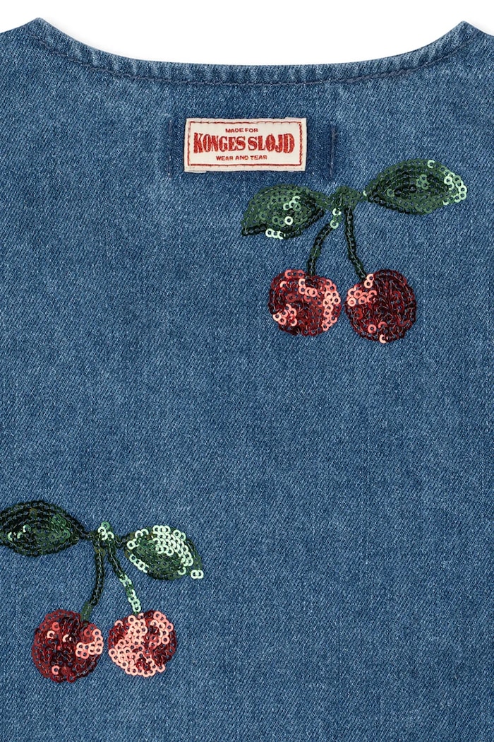 Dziewczynka Konges Sløjd Kurtka jeansowa dziecięca bawełniana MAGOT SEQUIN DENIM SHIRT GOTS KS106544.9BY2 granatowy