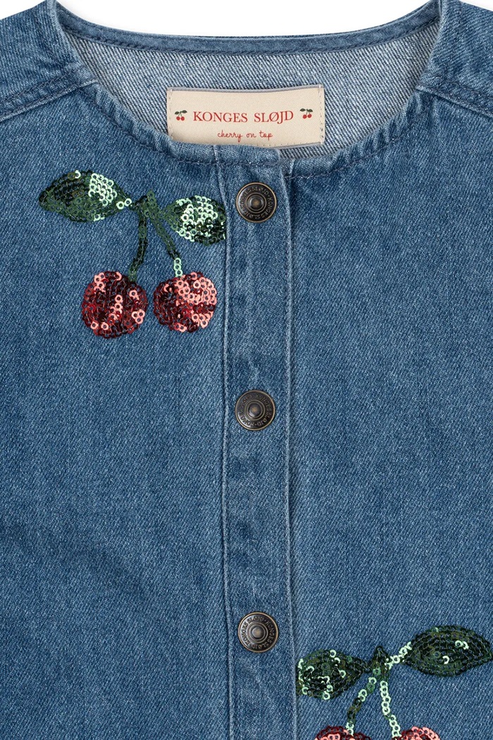 Kurtka jeansowa dziecięca bawełniana MAGOT SEQUIN DENIM SHIRT GOTS Konges Sløjd KS106544.9BY2 granatowy