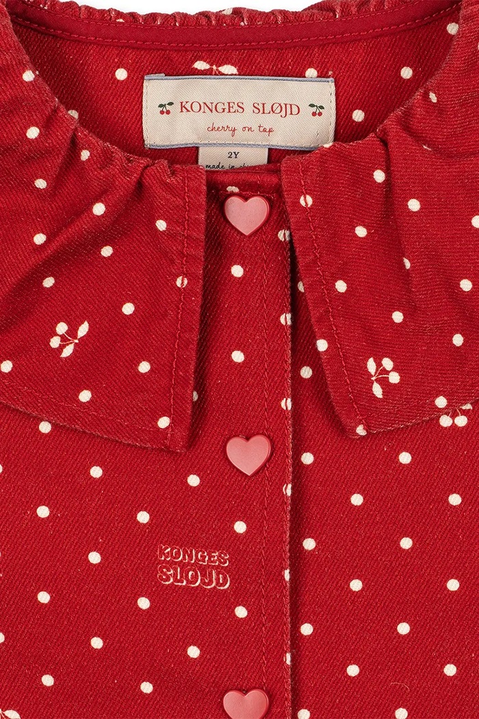 Dziewczynka Konges Sløjd Kurtka jeansowa dziecięca bawełniana MAGOT COLLAR JACKET GOTS KS106536.9BY2 czerwony