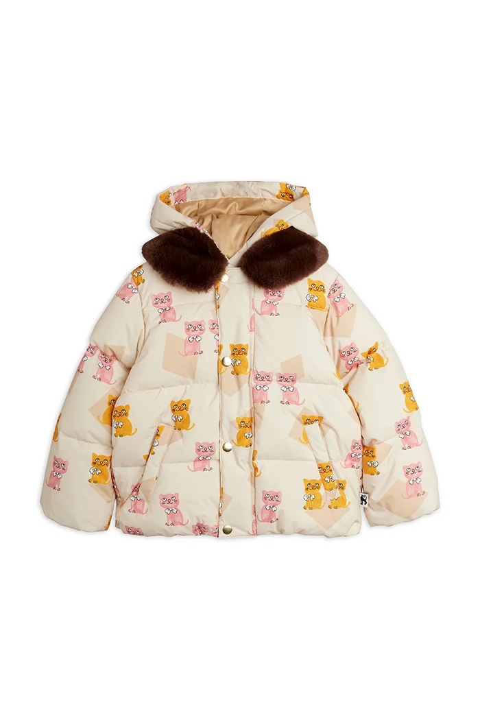 Mini Rodini Kurtka puchowa dziecięca Kittens 26710104 beżowy AW26