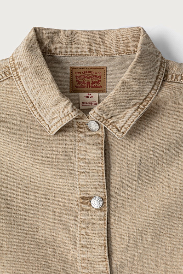 Dziewczynka Levi's Kurtka jeansowa dziecięca bawełniana z elastanem STUDDED TRUCKER 4ER788 beżowy
