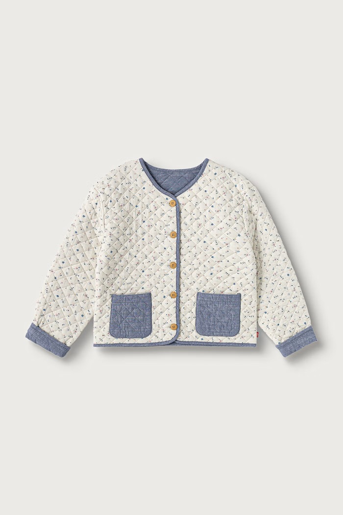 Levi's krótka kurtka dziecięca z bawełną FLORAL AOP JACKET W DENIM beżowy 4ER579