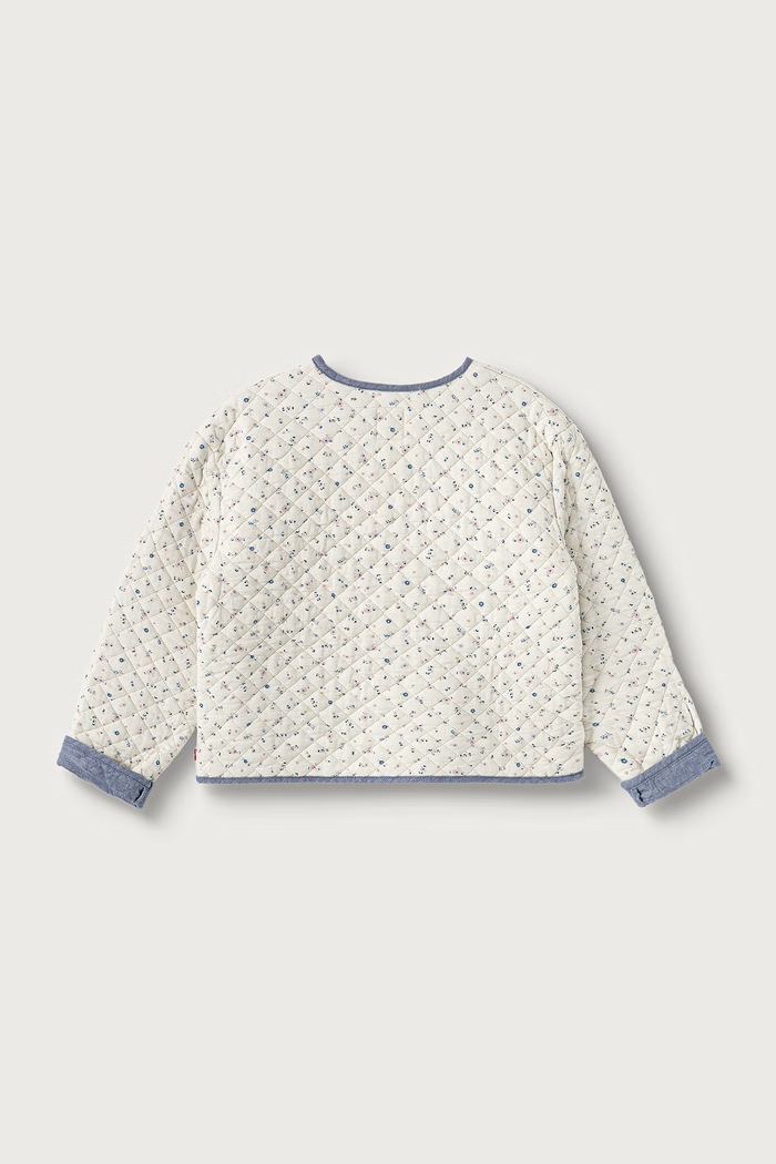 Levi's krótka kurtka dziecięca z bawełną FLORAL AOP JACKET W DENIM 4ER579 beżowy AW26