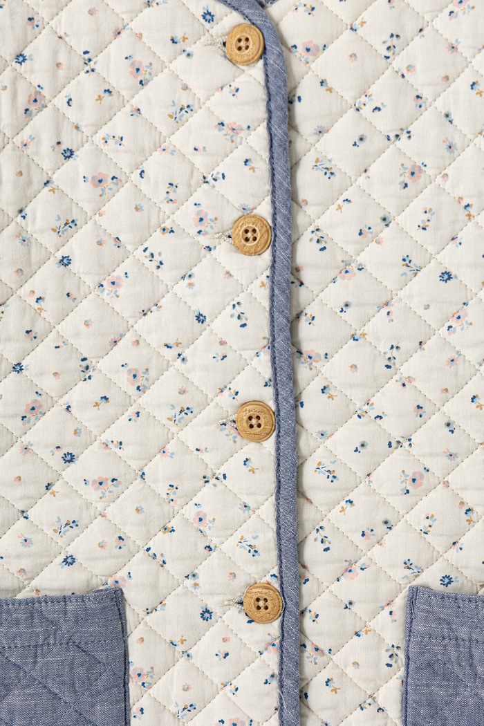 Dziewczynka Levi's krótka kurtka dziecięca z bawełną FLORAL AOP JACKET W DENIM 4ER579 beżowy