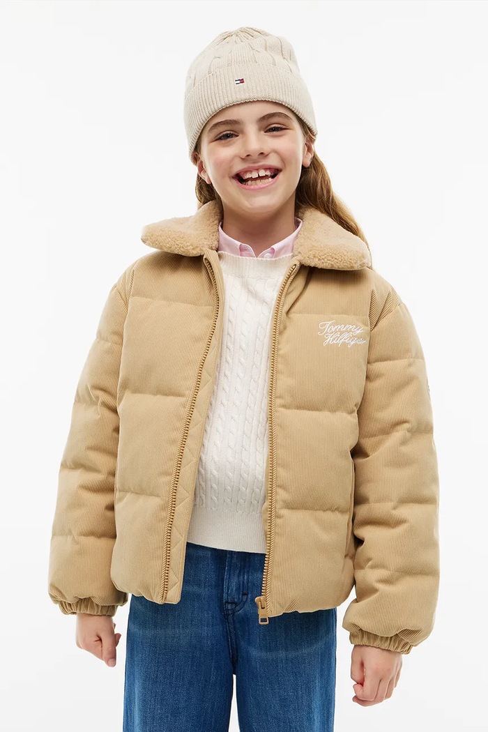 Tommy Hilfiger kurtka przejściowa dziecięca sztruksowa beżowy KG0KG09589.9BY2