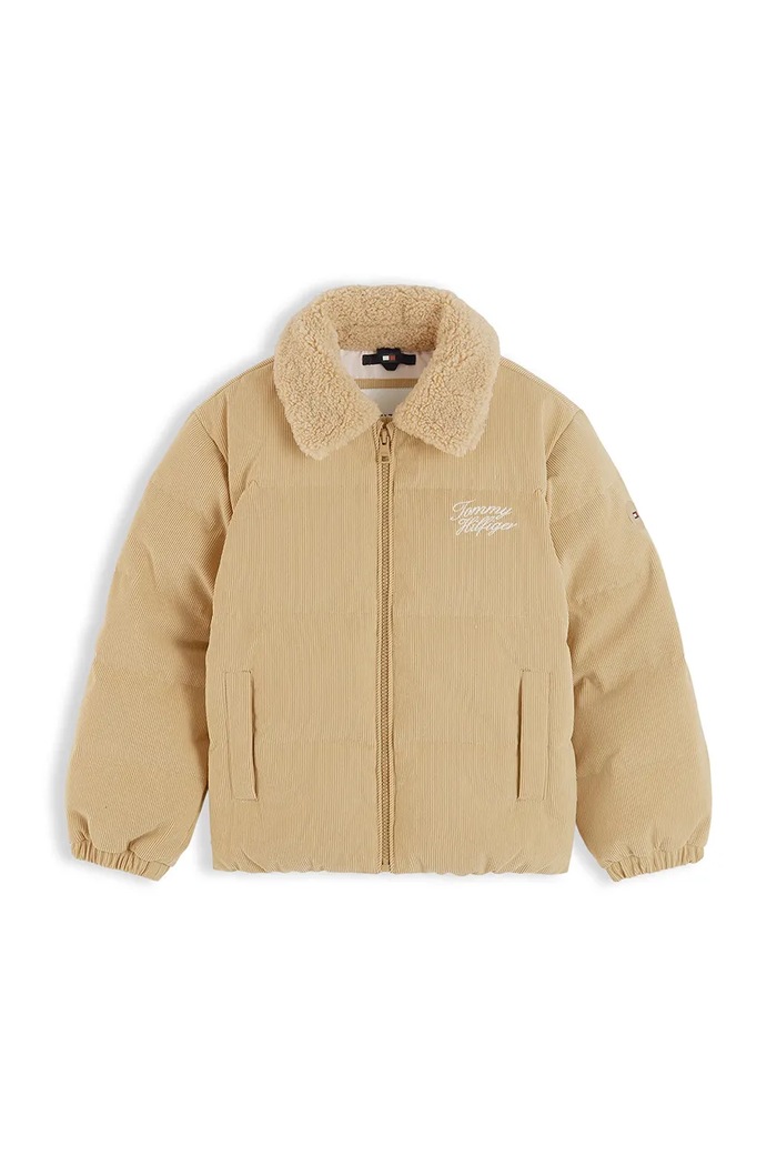 Tommy Hilfiger kurtka przejściowa dziecięca sztruksowa KG0KG09589.9BY2 beżowy AW26
