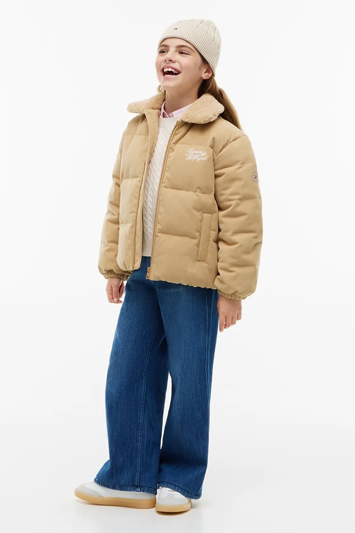 Tommy Hilfiger kurtka przejściowa dziecięca sztruksowa beżowy KG0KG09589.9BY2