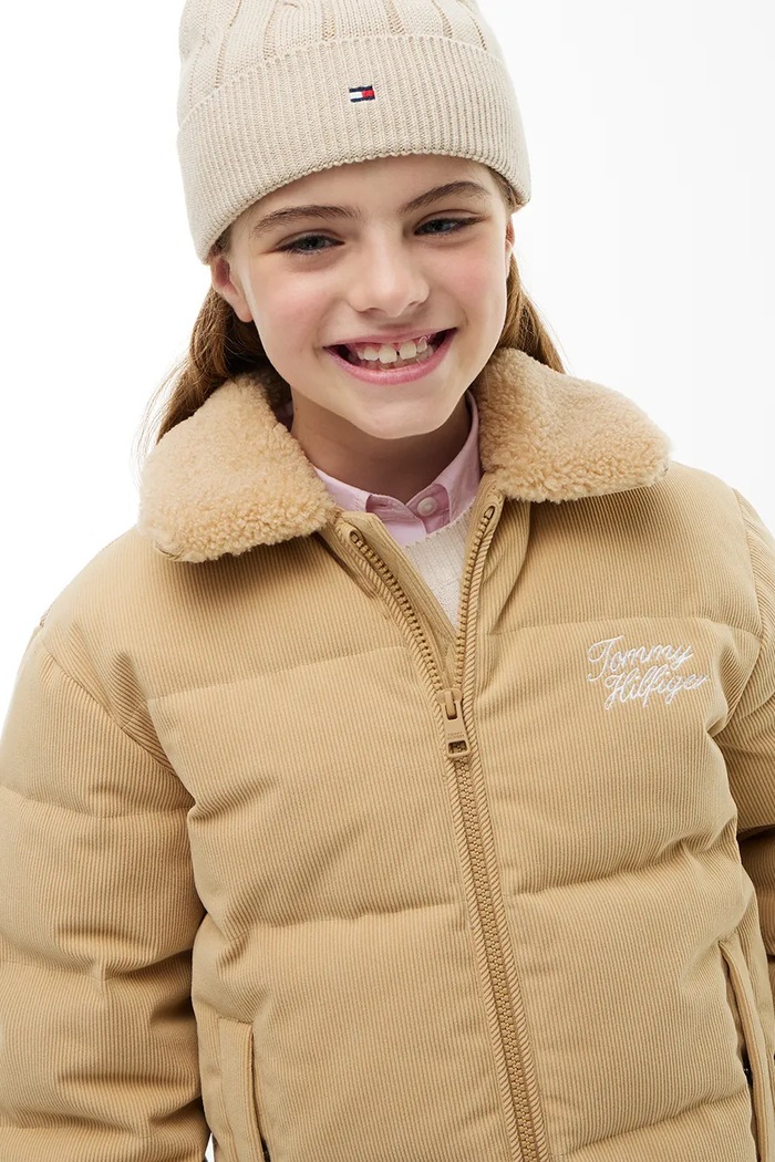 Tommy Hilfiger kurtka przejściowa dziecięca sztruksowa KG0KG09589.9BY2 beżowy