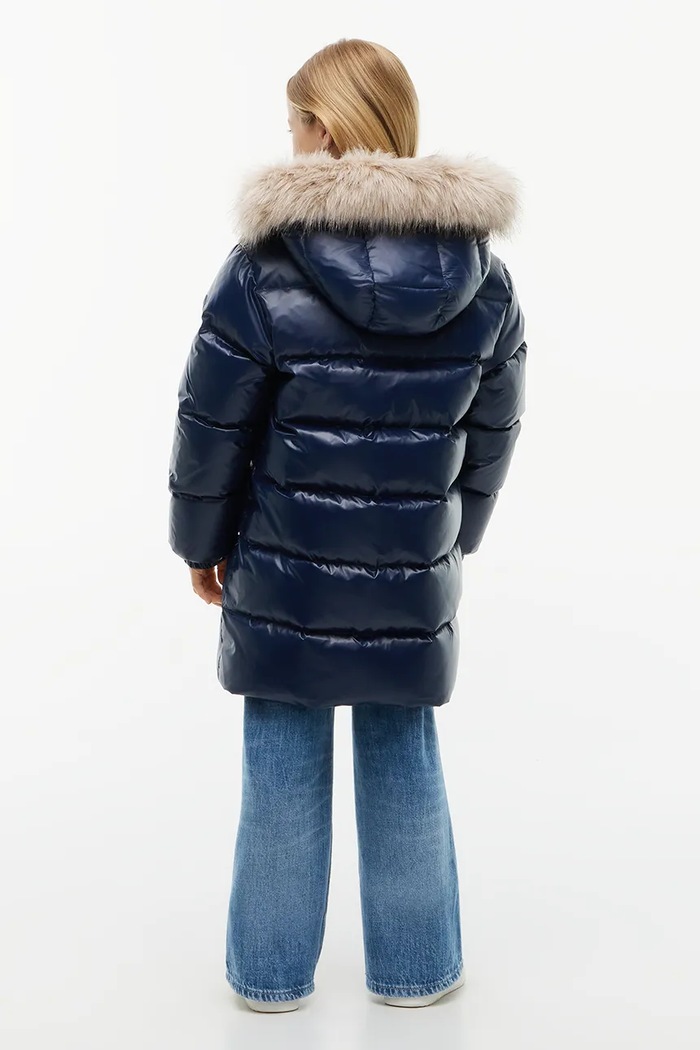 Dziewczynka Tommy Hilfiger Kurtka puchowa dziecięca KG0KG09674.128.176.9BY2 granatowy