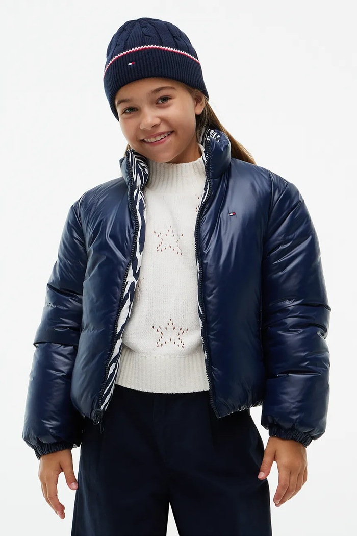 Dziewczynka Tommy Hilfiger Kurtka dwustronna dziecięca KG0KG09588.9BY2 granatowy