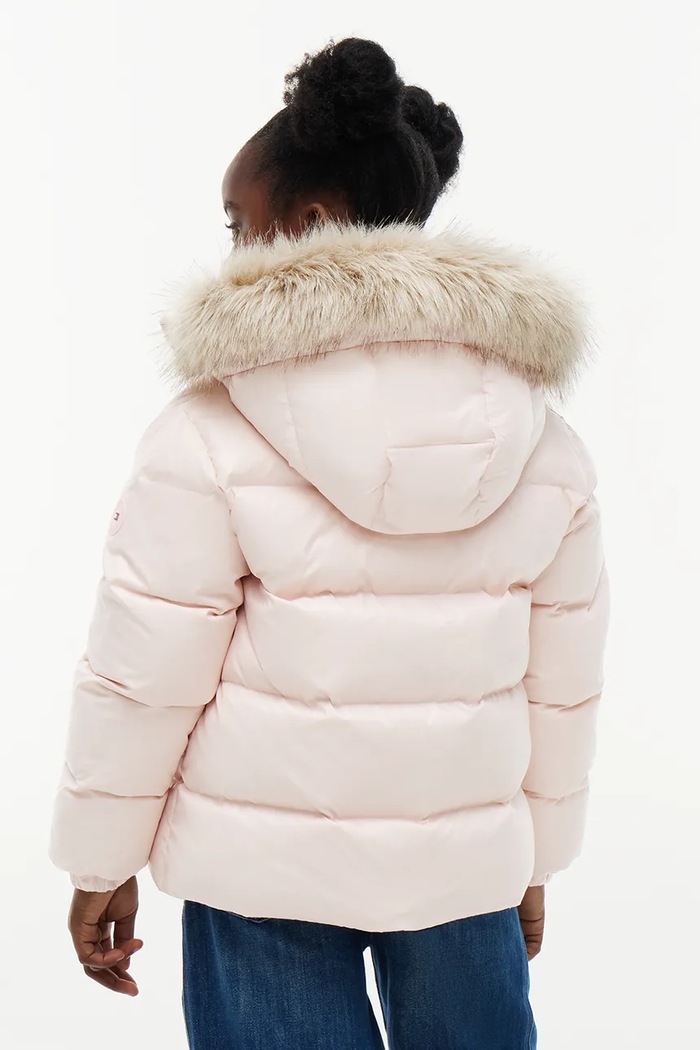 Dziewczynka Tommy Hilfiger kurtka puchowa dziecięca KG0KG09673.128.176.9BY2 różowy