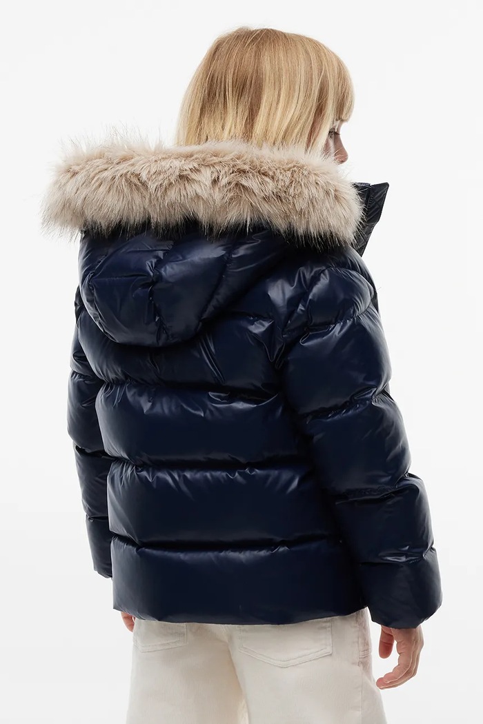 Dziewczynka Tommy Hilfiger kurtka puchowa dziecięca KG0KG09673.128.176.9BY2 granatowy