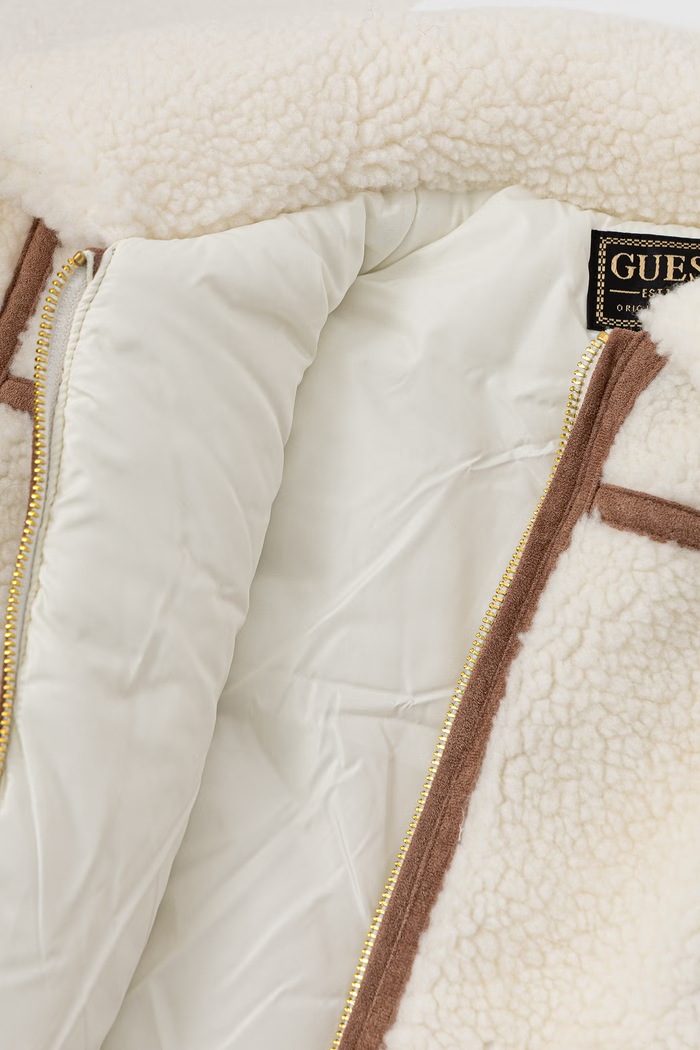 Krótka kurtka dziecięca Guess J6BL09.W4001.9BY2 beżowy