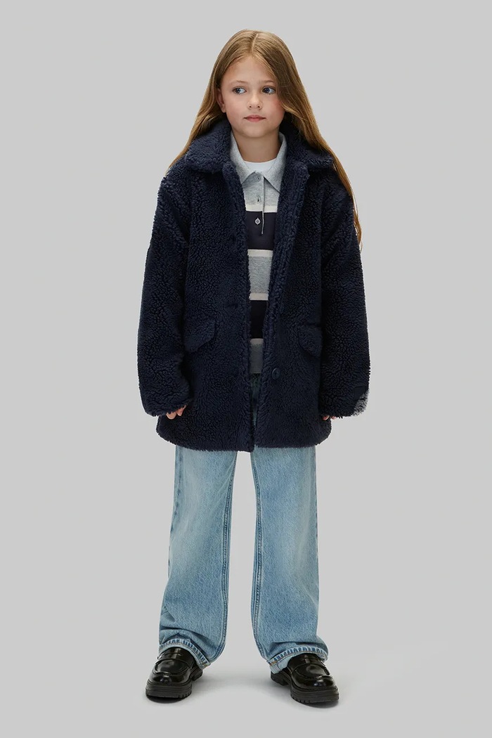 Kurtka kożuch dziecięca Calvin Klein Jeans granatowy LVCKFJM17G.9BY2