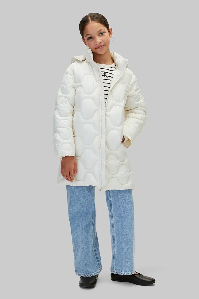 Długa kurtka dziecięca Calvin Klein Jeans LVCKFJM16G.9BY2 beżowy