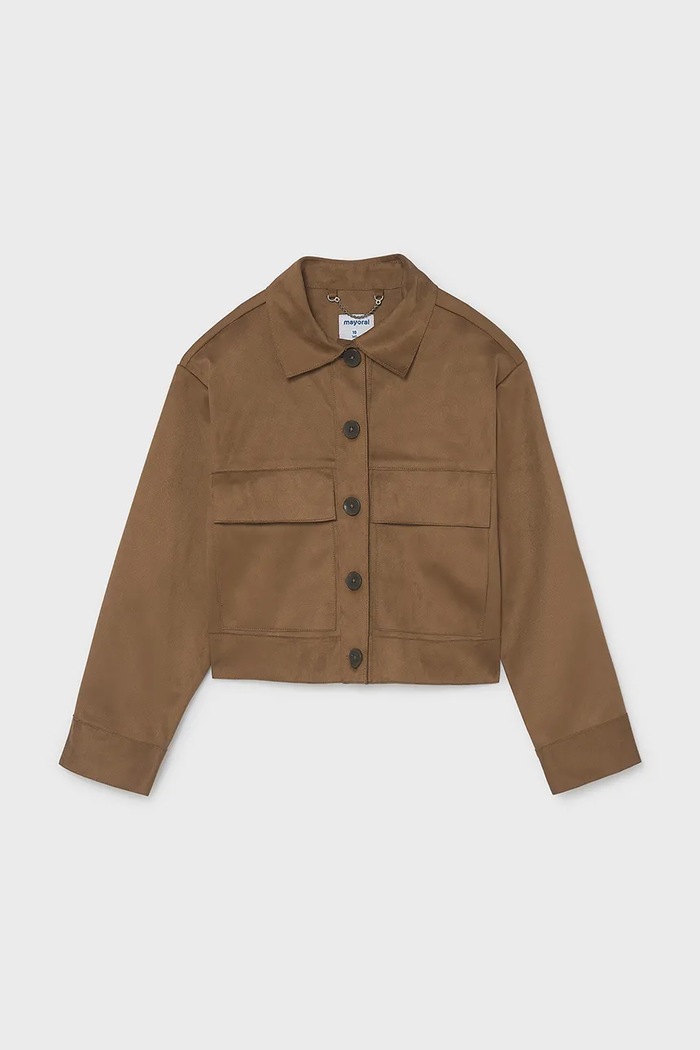 Mayoral преходно яке за деца от имитация на велур 7436.8E.Junior.9BY2 кафяв AW26