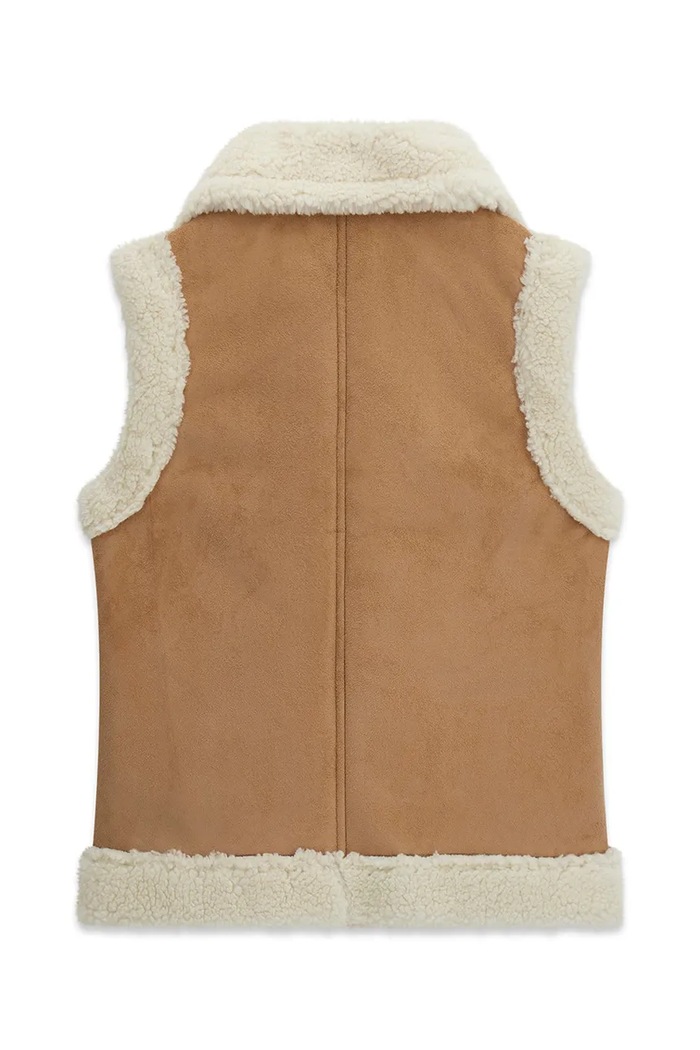 Dziewczynka Guess bezrękawnik dziecięcy z imitacji zamszu J6YL15.W2630.9BY2 brązowy