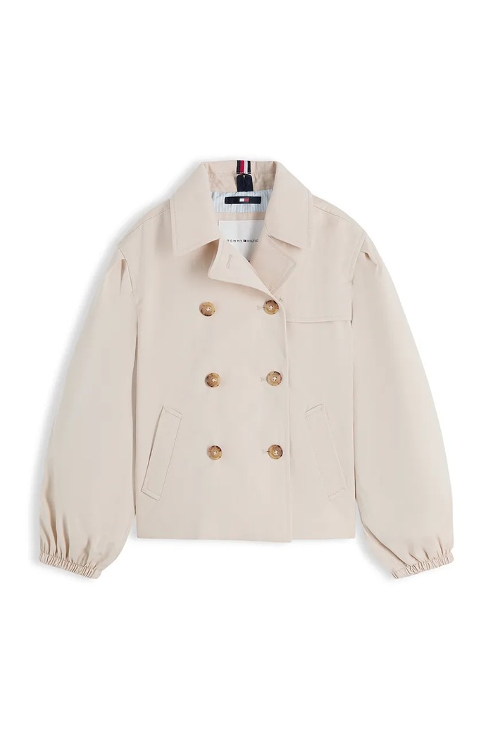 Tommy Hilfiger kurtka przejściowa dziecięca z bawełną KG0KG09501.9BY2 beżowy AW26