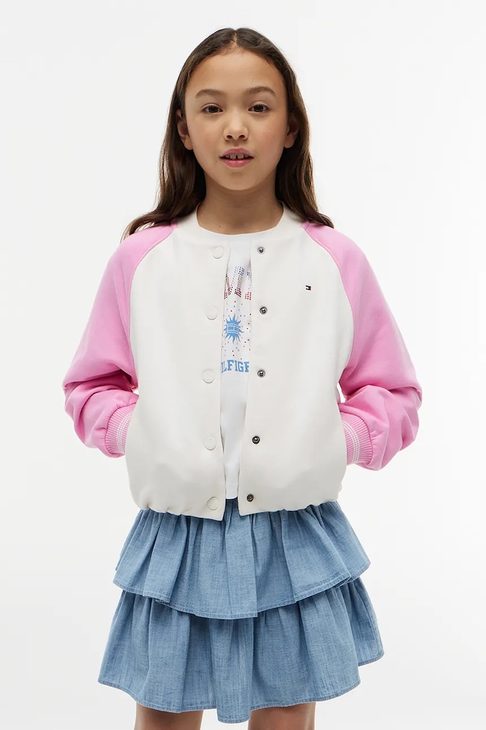 Dziewczynka Tommy Hilfiger kurtka varsity dziecięca KG0KG09444.9BY2 biały