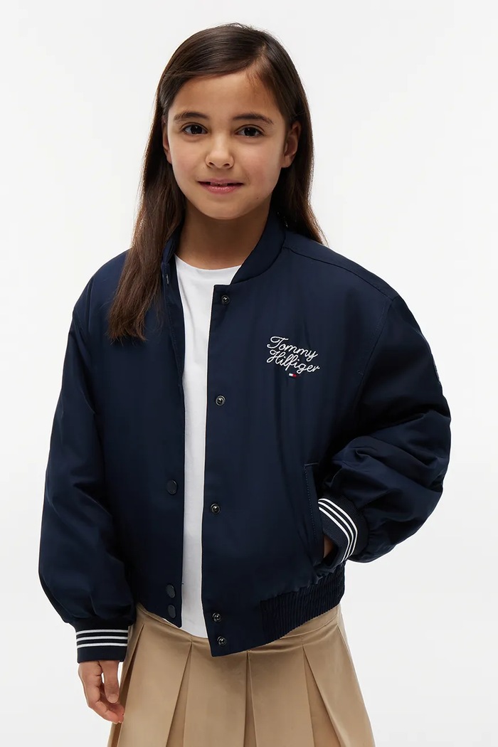 Dziewczynka Tommy Hilfiger bomberka dziecięca KG0KG09410.9BY2 niebieski